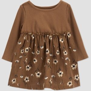 NWT Carters Just One You Size 3 M Brown Floral Dress!!